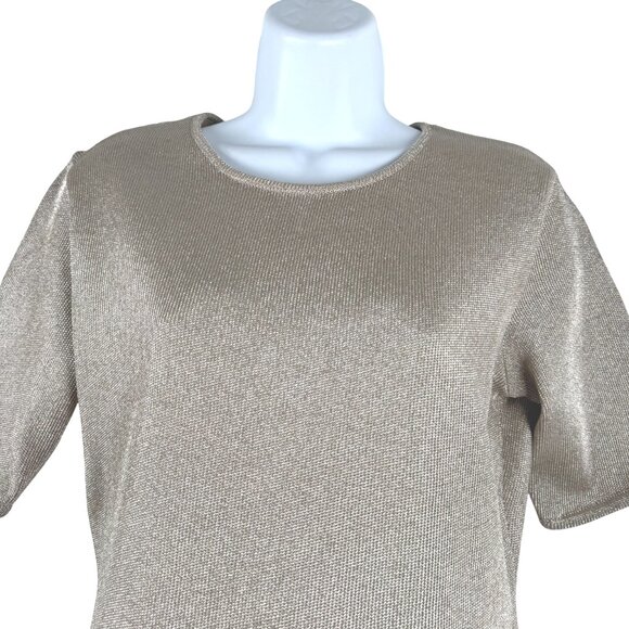 Ralph Lauren Black Label Top Womens Large Silk Blend Metallic Gold TP-3273 - Picture 3 of 8